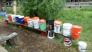 Hiker buckets at Muir Trail Ranch