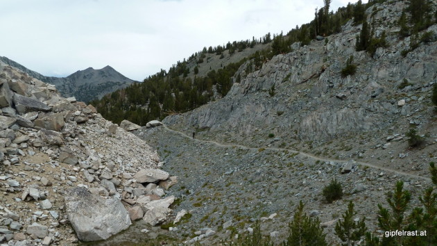 The trail passing a major rock fall area
