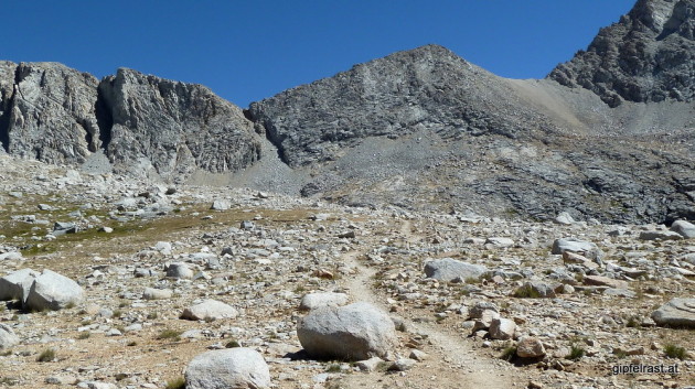 Looking back up to the pass