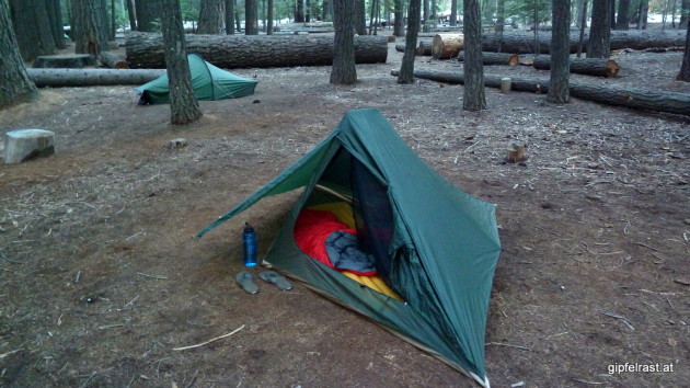 Our tents at the backpackers campground at Little Yosemite Valley