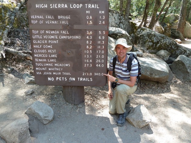 At the JMT trailhead in Yosemite - a loooong way to go!