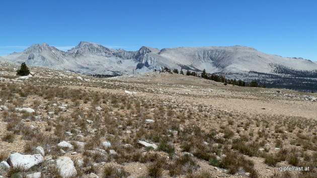 The first sighting of Mt. Whitney (the second peak from the left)